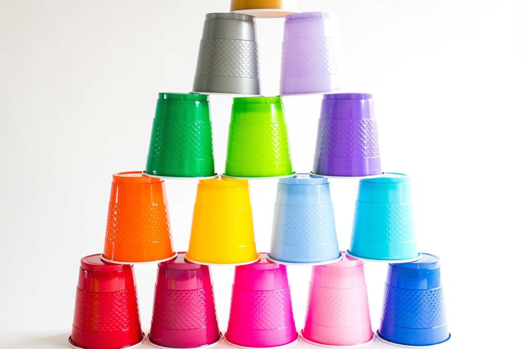 Pyramid made of cups